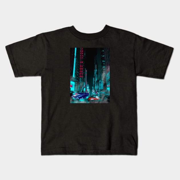 Car City Neon Synthwave Kids T-Shirt by JeffDesign